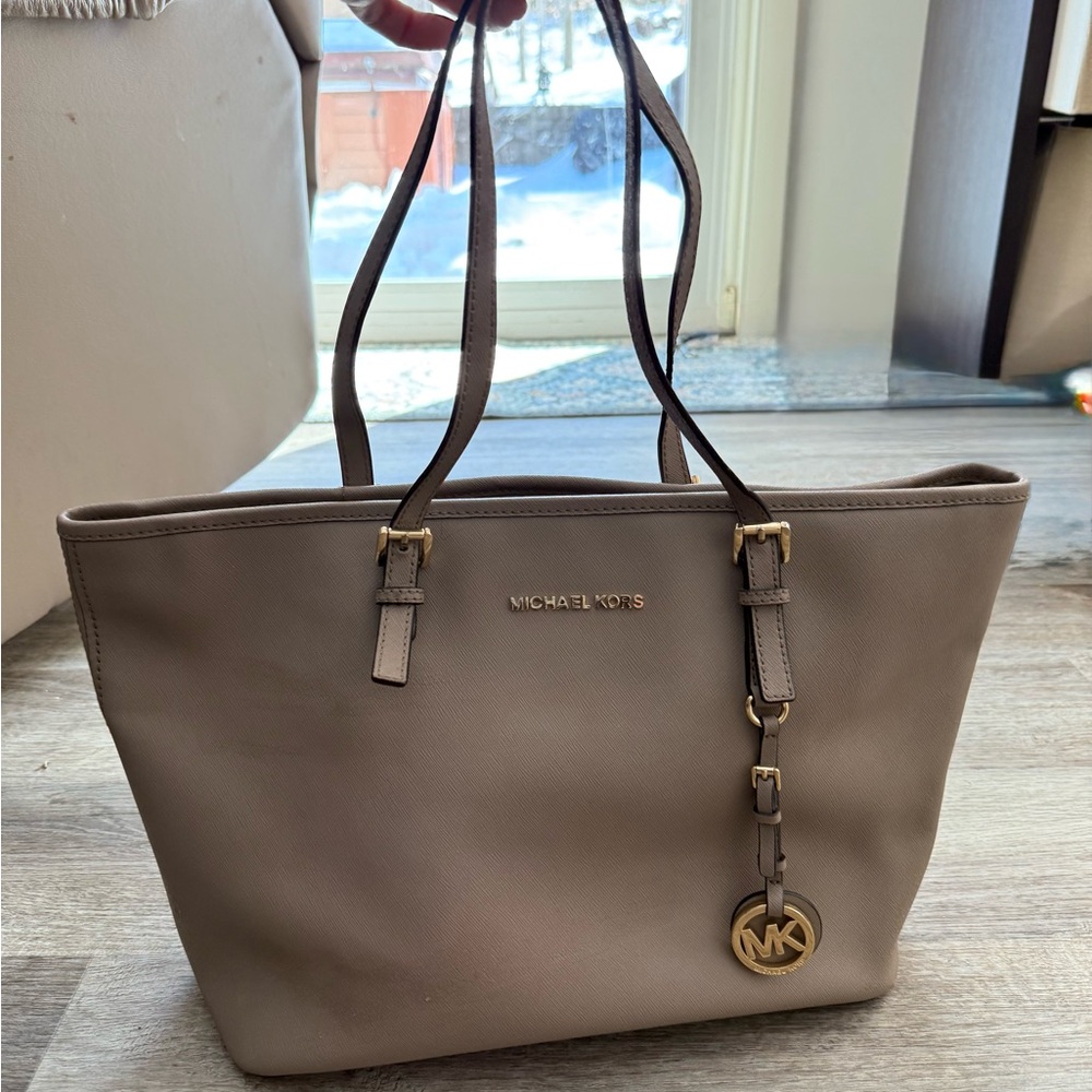 Michael Kors Beige Tote with Gold Details